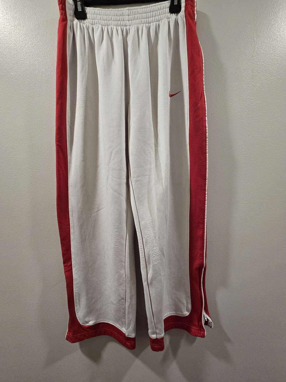 Vintage Nike Team Fit Dry Mesh Track Pants White Red Striped Size L